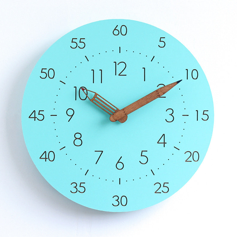 Silent Analog Children's Wall Clock for Nursery and Playroom Decor Blue NALANI