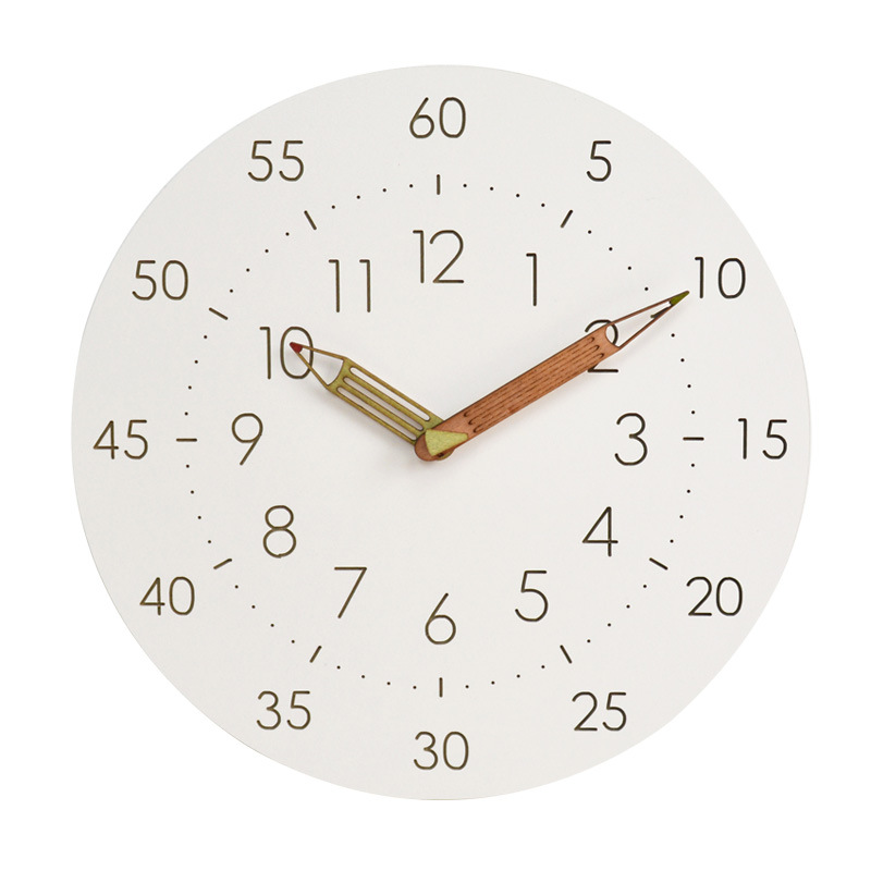 Silent Analog Children's Wall Clock for Nursery and Playroom Decor White NALANI