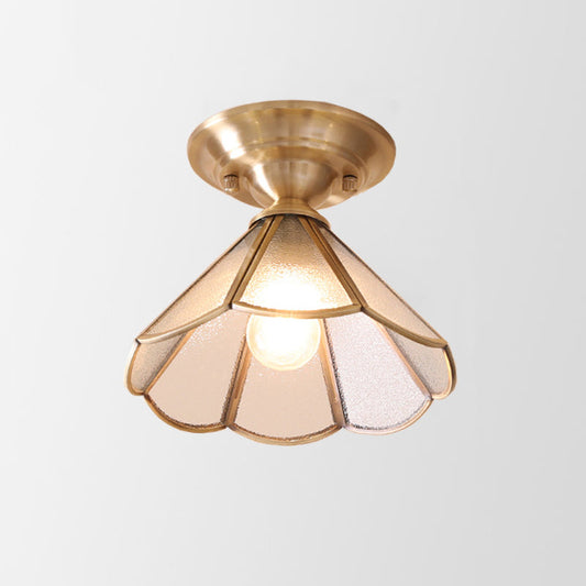Single Bulb Brass Semi Flush Mount Light Scalloped Metal Brass C NALANI