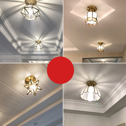 Single Bulb Brass Semi Flush Mount Light Scalloped Metal NALANI