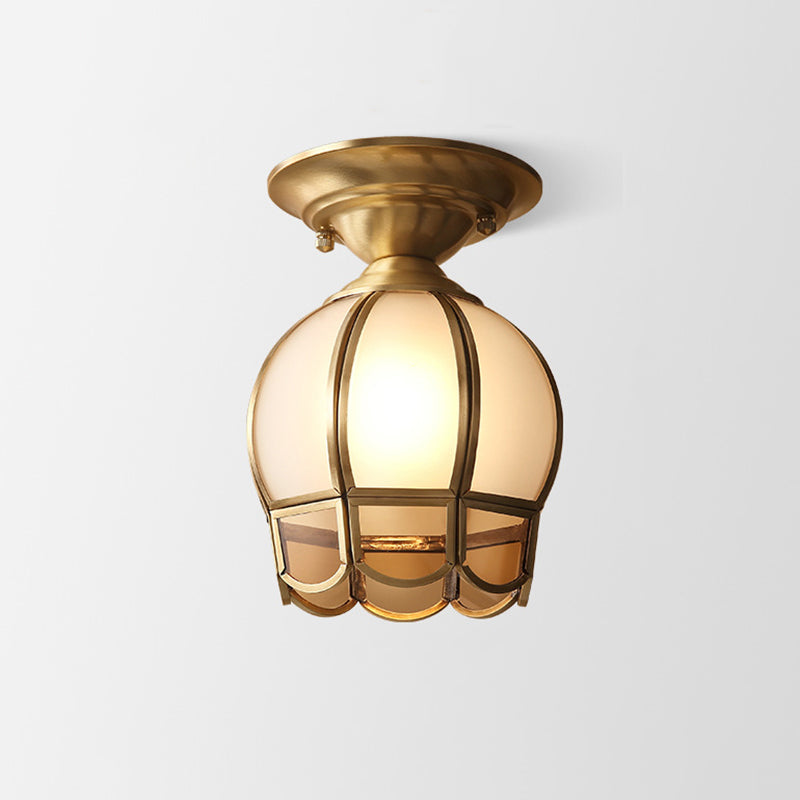 Single Bulb Brass Semi Flush Mount Light Scalloped Metal Brass A NALANI