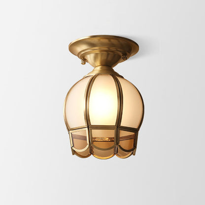 Single Bulb Brass Semi Flush Mount Light Scalloped Metal Brass A NALANI