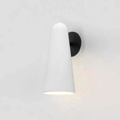 Sleek Conical Glass Wall Lamp For Modern Living Spaces ∅ 5.1″ x H 10″ Dia 13cm x H 25.5cm Black & Bright White Warm Light NALANI