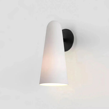 Sleek Conical Glass Wall Lamp For Modern Living Spaces ∅ 5.1″ x H 10″ Dia 13cm x H 25.5cm Black & Frosted White Warm Light NALANI