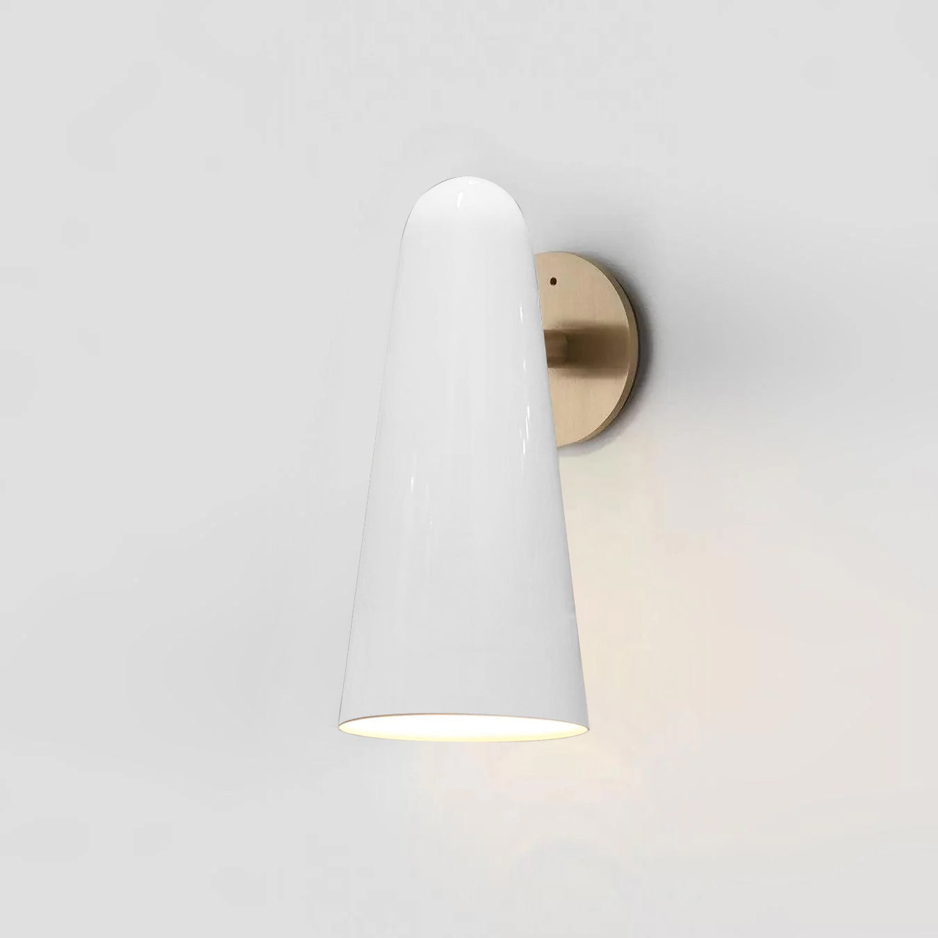 Sleek Conical Glass Wall Lamp For Modern Living Spaces ∅ 5.1″ x H 10″ Dia 13cm x H 25.5cm Gold & Bright White Warm Light NALANI