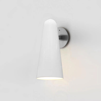 Sleek Conical Glass Wall Lamp For Modern Living Spaces ∅ 5.1″ x H 10″ Dia 13cm x H 25.5cm Nickel & Bright White Warm Light NALANI