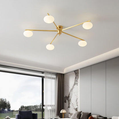 Slim Black Arm Ceiling Lamp With White Glass Oval Bulb NALANI