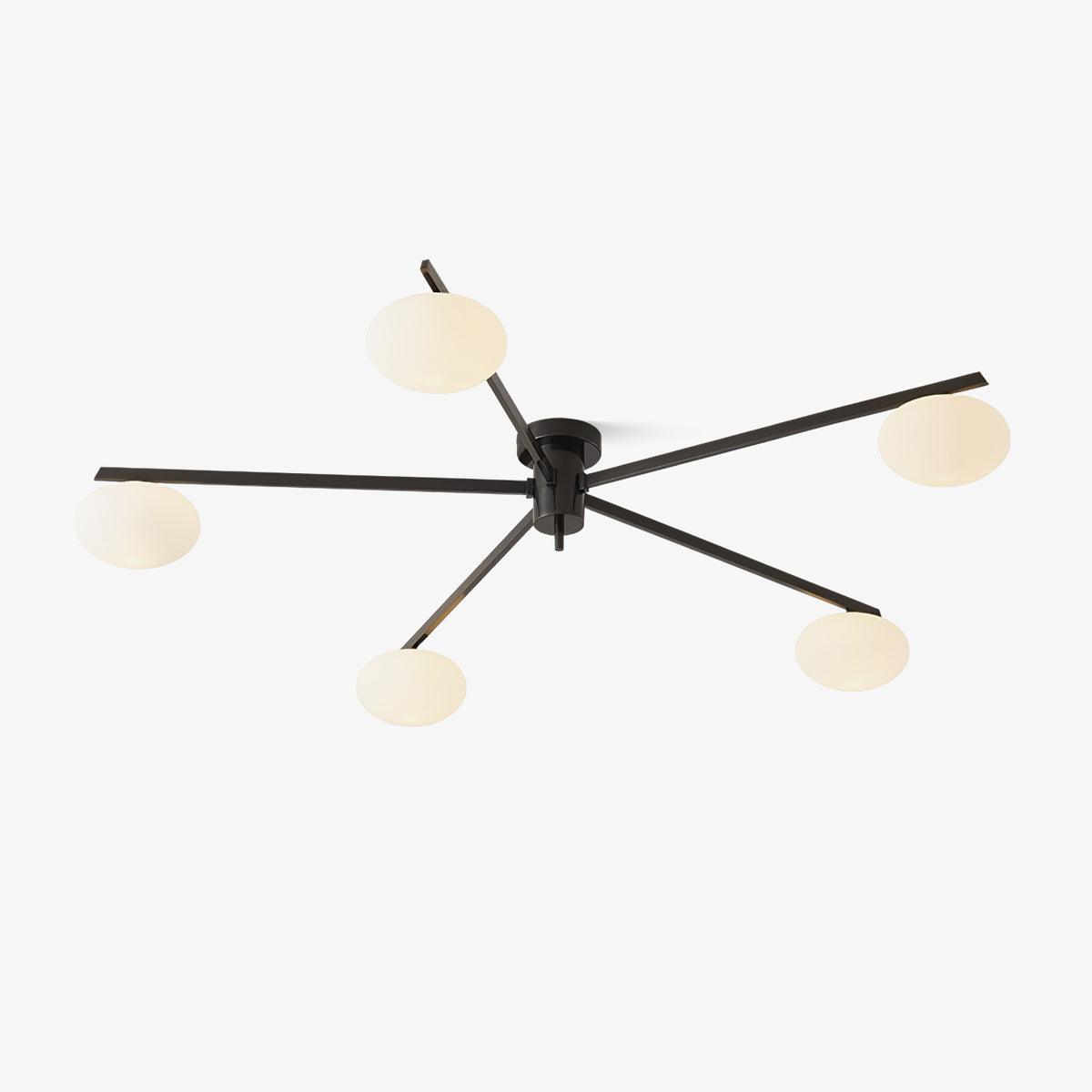 Slim Black Arm Ceiling Lamp With White Glass Oval Bulb NALANI
