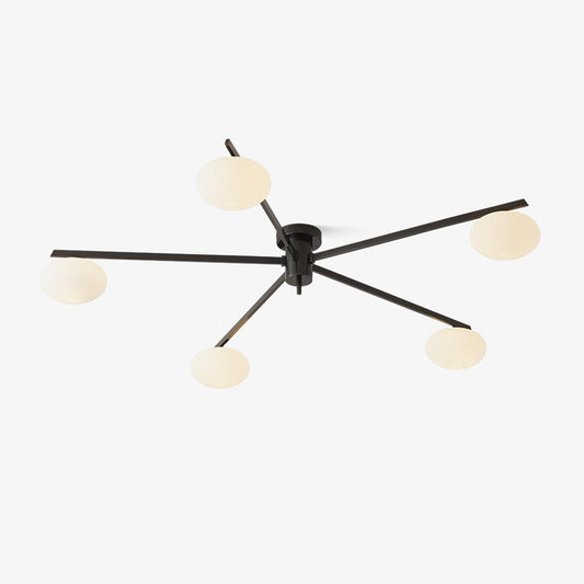 Slim Black Arm Ceiling Lamp With White Glass Oval Bulb NALANI