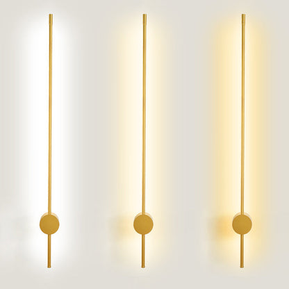 Slim Tube LED Wall Sconce Modern Metal Living Room Light Gold NALANI