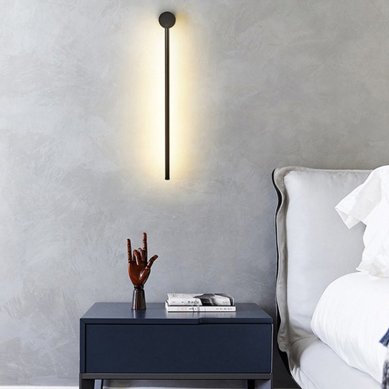 Slim Tube LED Wall Sconce Modern Metal Living Room Light Black NALANI