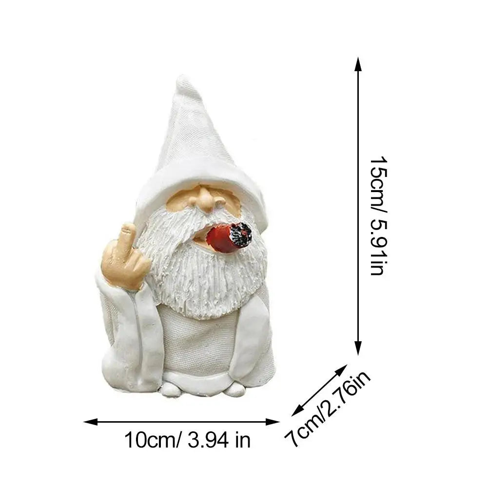Smoking Old Man Wooden Garden Statue Home Decor Charm SEREIN