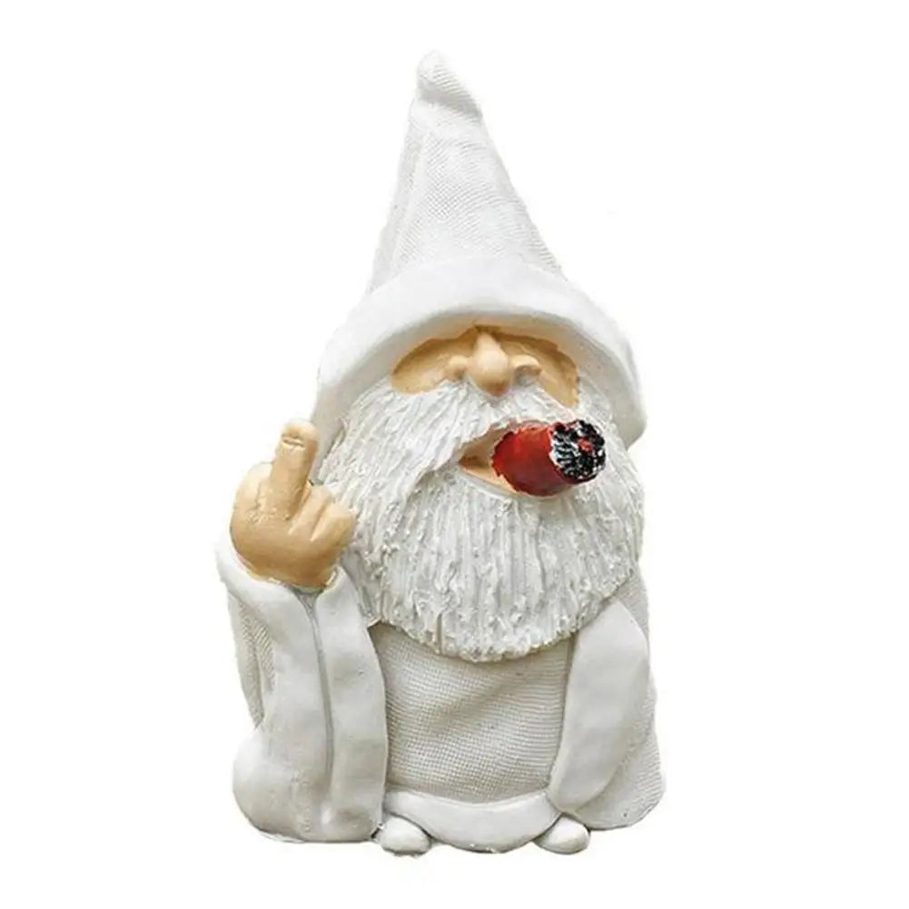 Smoking Old Man Wooden Garden Statue Home Decor Charm Default SEREIN