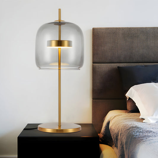 Smoky Glass Table Lamp Warm Ambient Lighting For Home Gray NALANI