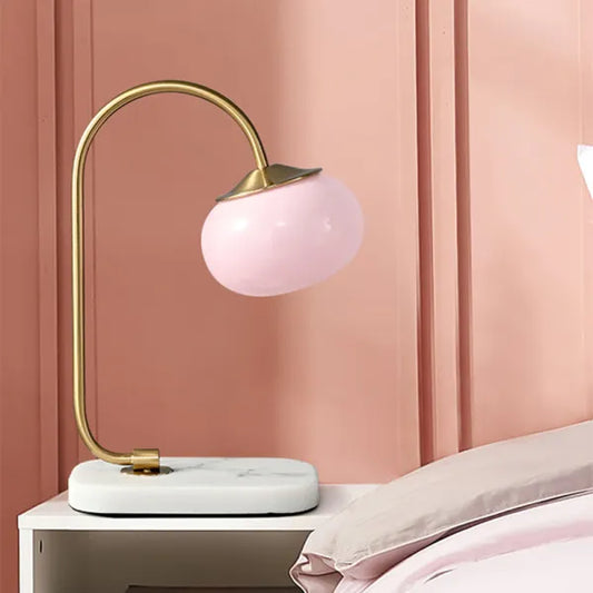 Soft Glass And Metal Table Lamp With Diffuse Warm Light Gold Pink NALANI