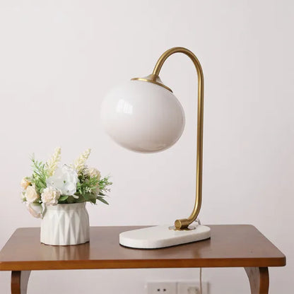 Soft Glass And Metal Table Lamp With Diffuse Warm Light Gold White NALANI