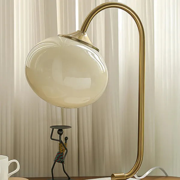 Soft Glass And Metal Table Lamp With Diffuse Warm Light Gold Beige NALANI