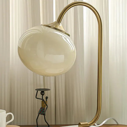Soft Glass And Metal Table Lamp With Diffuse Warm Light Gold Beige NALANI