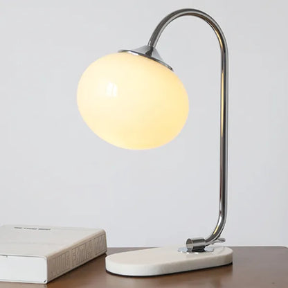 Soft Glass And Metal Table Lamp With Diffuse Warm Light Chrome Beige NALANI