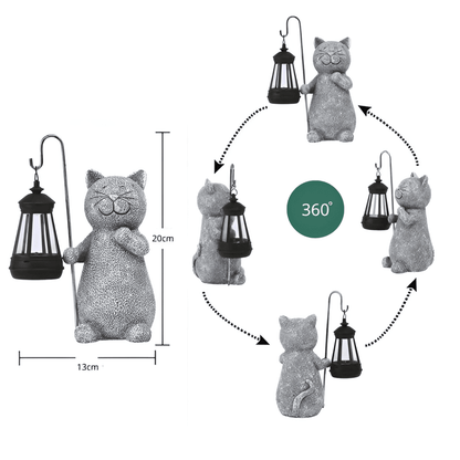 Solar Cat Garden Light Outdoor Cat Lamp with Metal Charm NALANI