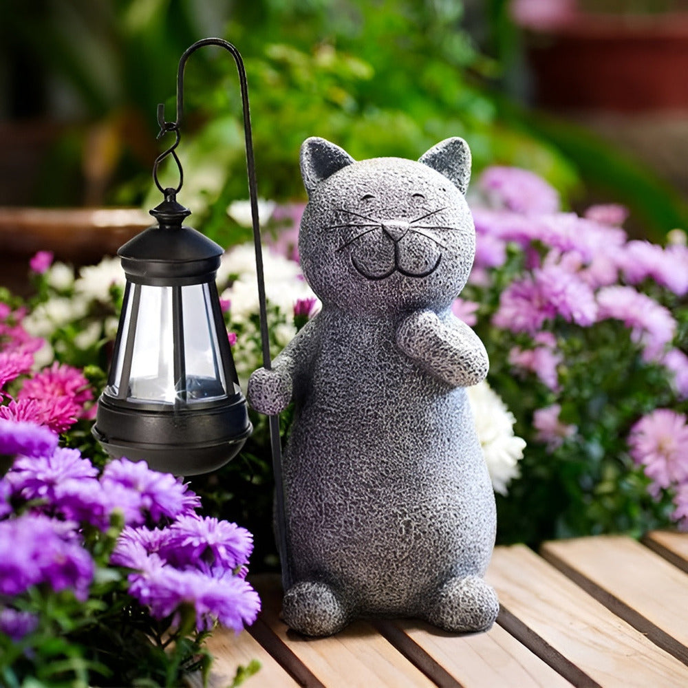 Solar Cat Garden Light Outdoor Cat Lamp with Metal Charm NALANI