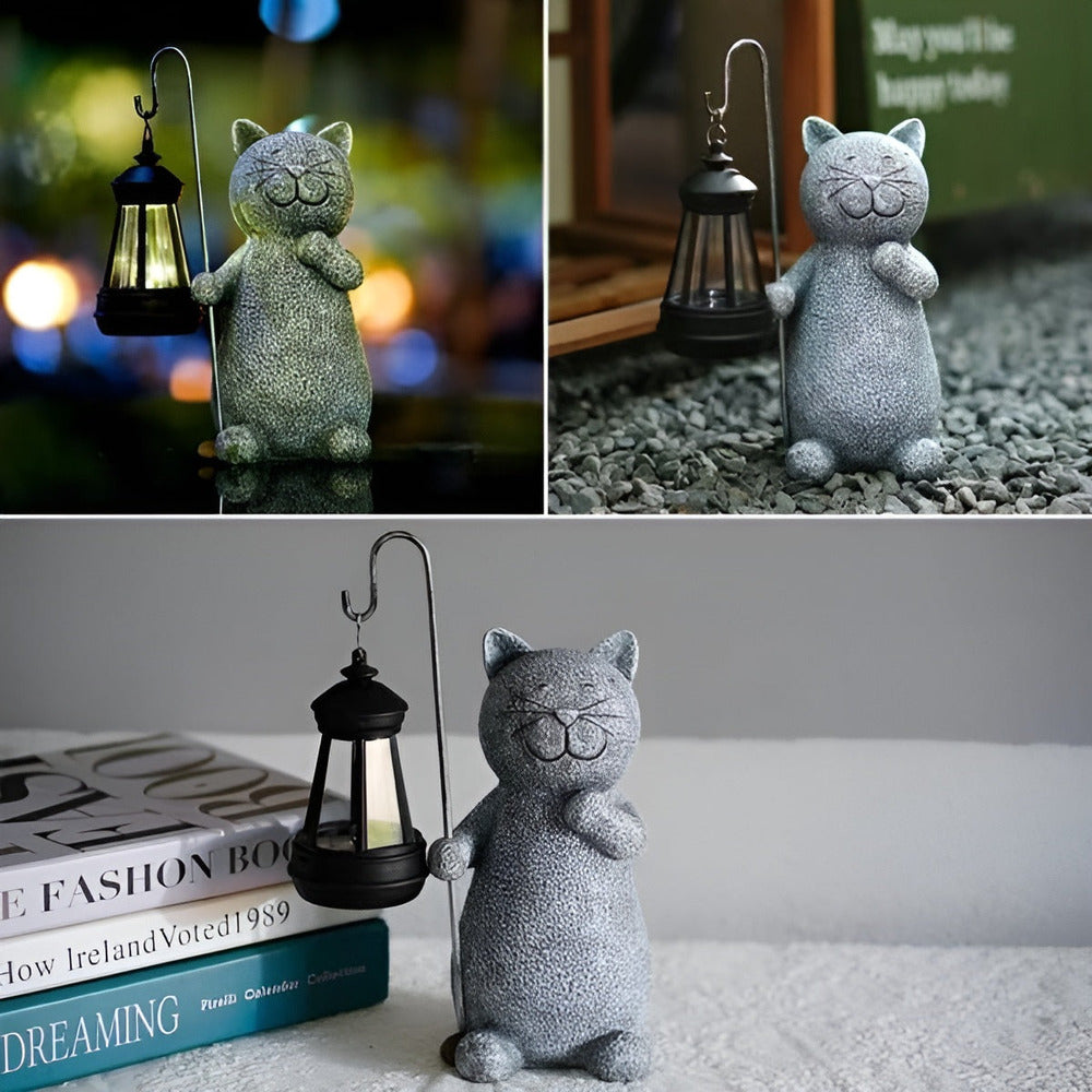 Solar Cat Garden Light Outdoor Cat Lamp with Metal Charm NALANI