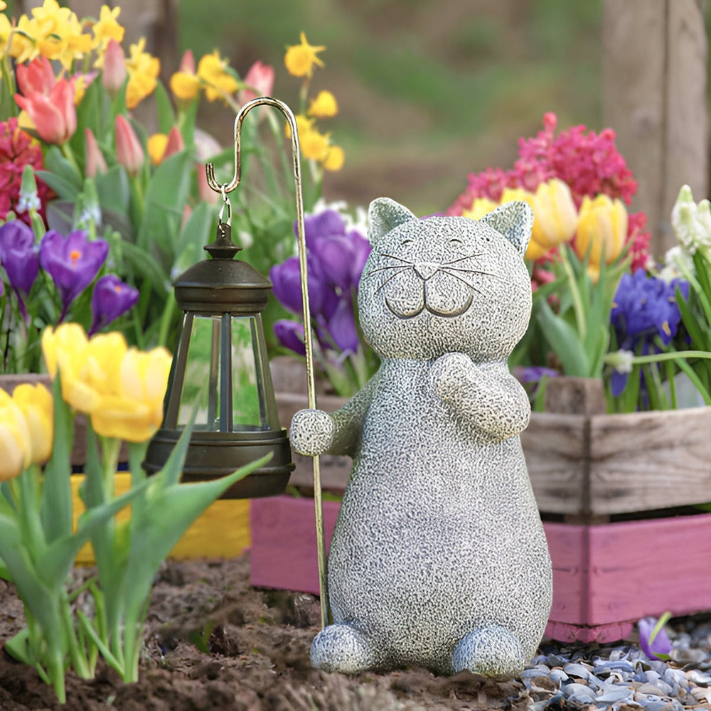 Solar Cat Garden Light Outdoor Cat Lamp with Metal Charm NALANI