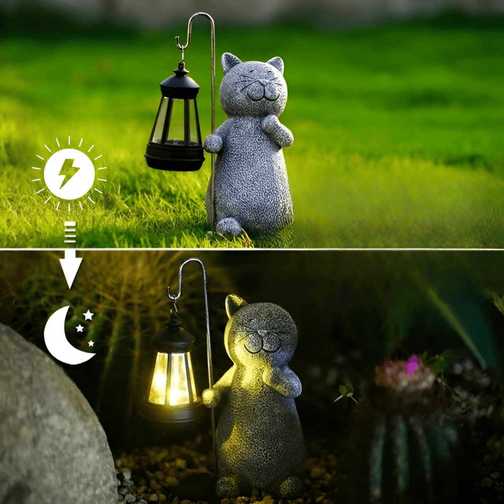 Solar Cat Garden Light Outdoor Cat Lamp with Metal Charm NALANI