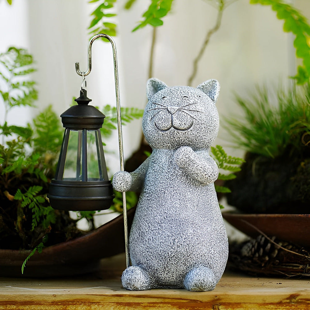 Solar Cat Garden Light Outdoor Cat Lamp with Metal Charm NALANI