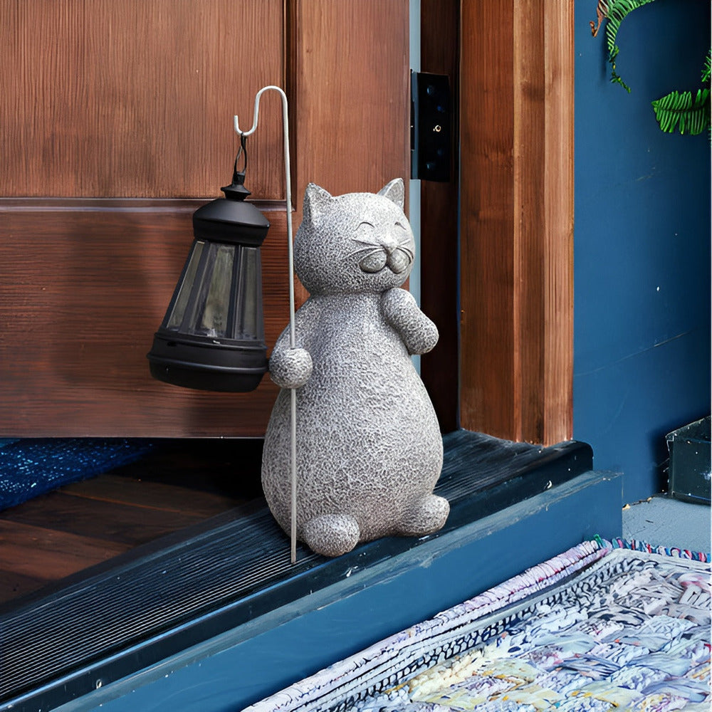 Solar Cat Garden Light Outdoor Cat Lamp with Metal Charm NALANI