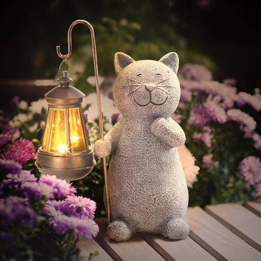 Solar Cat Garden Light Outdoor Cat Lamp with Metal Charm NALANI