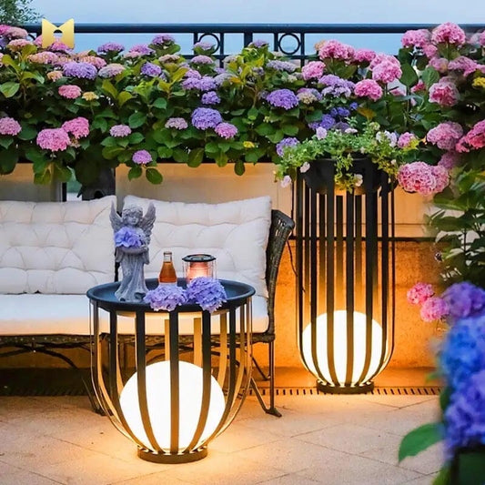 Solar Flower Table Lamp For Elegant Outdoor Garden Lighting Small 55cm NALANI