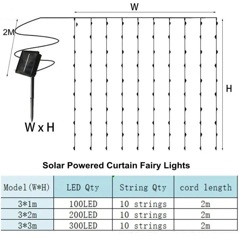 Solar LED Curtain Lights Copper Wire Fairy String Lights NALANI