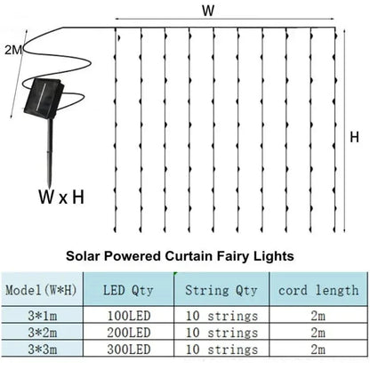 Solar LED Curtain Lights Copper Wire Fairy String Lights NALANI