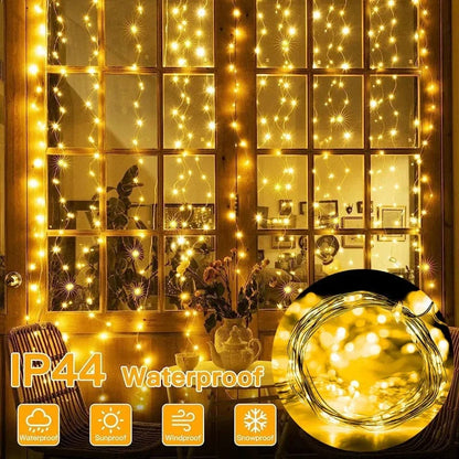 Solar LED Curtain Lights Copper Wire Fairy String Lights NALANI