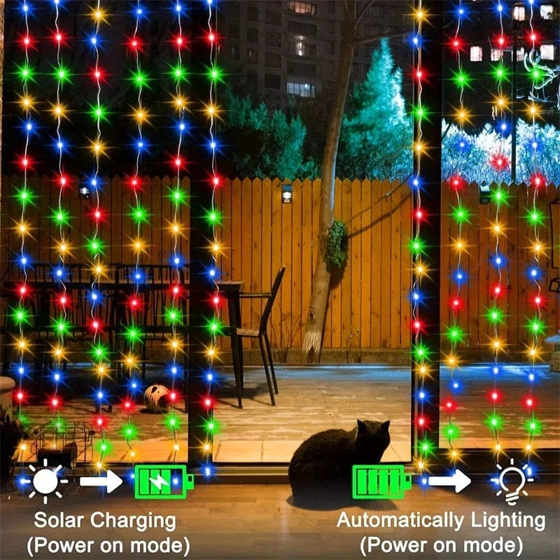 Solar LED Curtain Lights Copper Wire Fairy String Lights NALANI