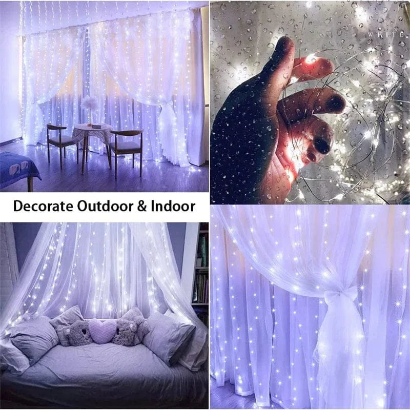 Solar LED Curtain Lights Copper Wire Fairy String Lights NALANI