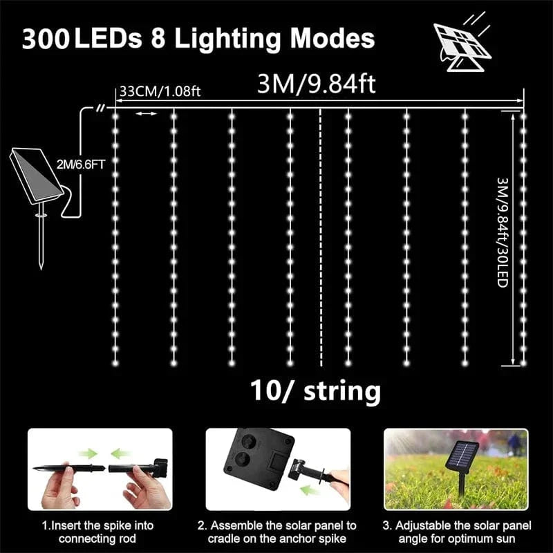 Solar LED Curtain Lights Copper Wire Fairy String Lights NALANI