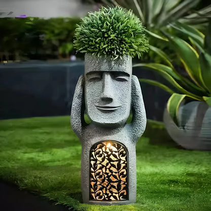Solar LED Face Planter For Outdoor Garden Illumination No Listen NALANI