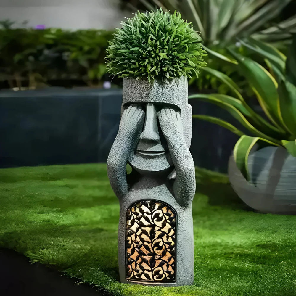 Solar LED Face Planter For Outdoor Garden Illumination No See NALANI