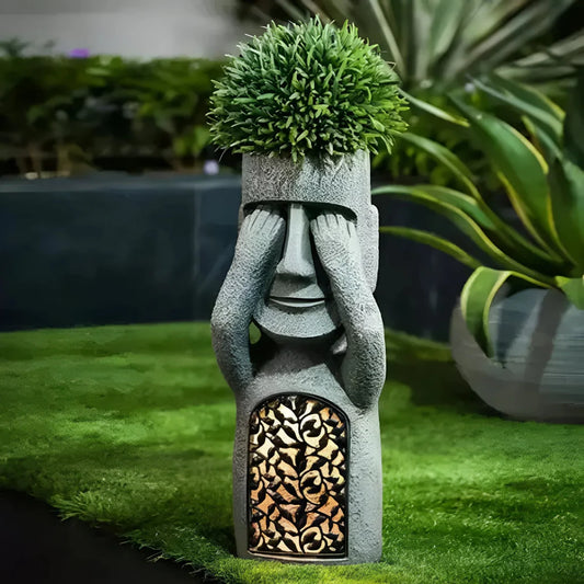 Solar LED Face Planter For Outdoor Garden Illumination No See NALANI