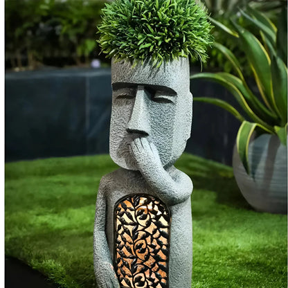 Solar LED Face Planter For Outdoor Garden Illumination No Speak NALANI