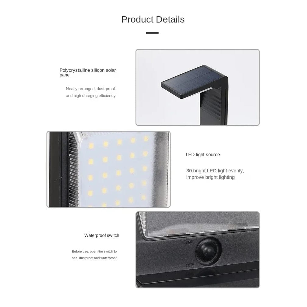 Solar Lawn Outdoor Wall Mounted Light Aluminium Black IP44 NALANI