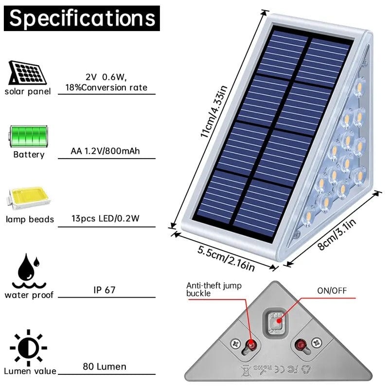 Solar Powered Outdoor Stair Lights for Pathway Illumination NALANI