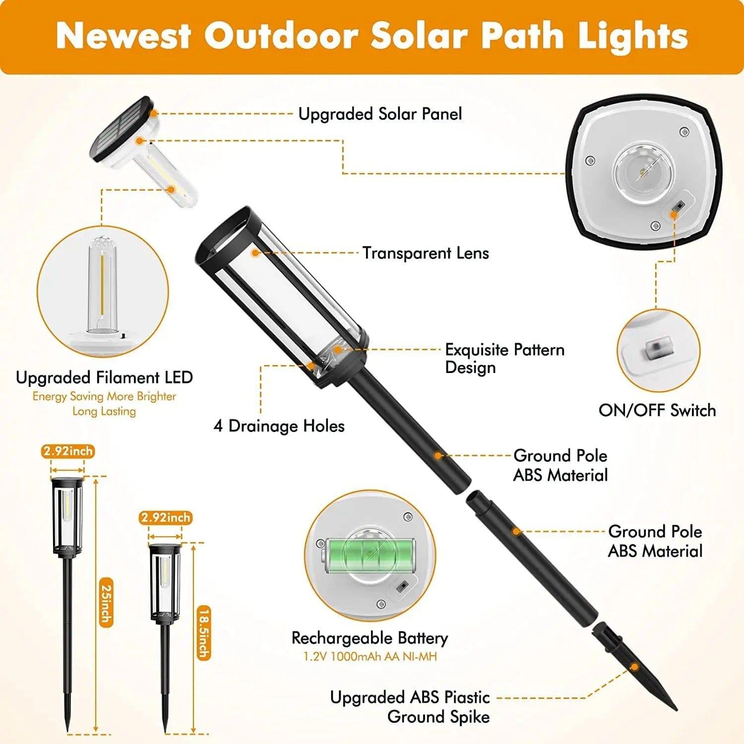 Solar Powered Waterproof Garden Torch For Outdoor Pathway NALANI