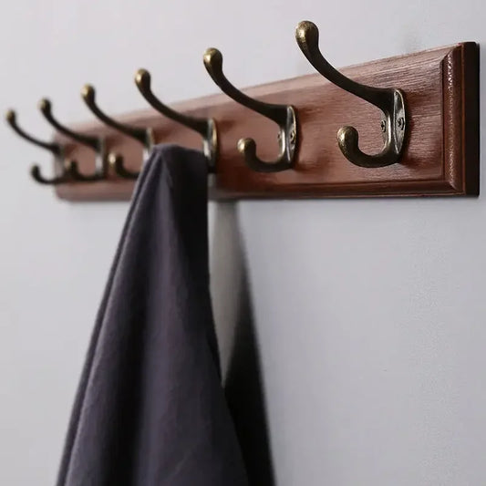 Solid Wood Wall Mounted Coat Rack with Hooks for Jackets and Hats NaLani
