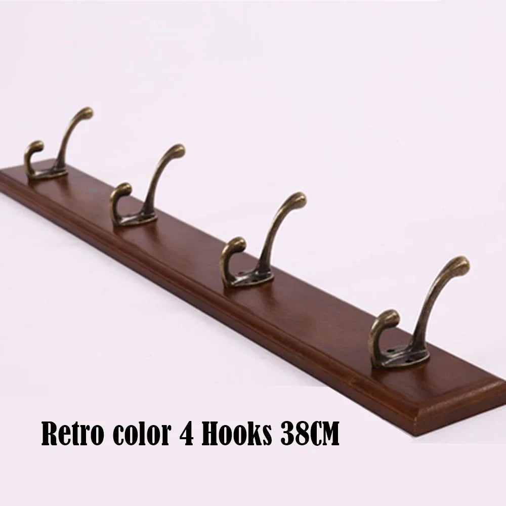 Solid Wood Wall Mounted Coat Rack with Hooks for Jackets and Hats Brown - 4 hooks NaLani