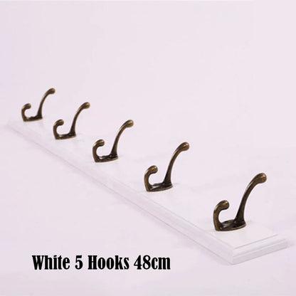 Solid Wood Wall Mounted Coat Rack with Hooks for Jackets and Hats White - 5 hooks NaLani