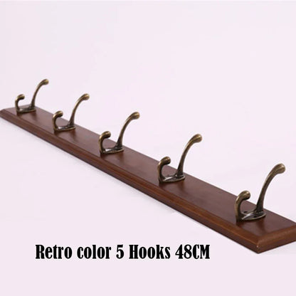 Solid Wood Wall Mounted Coat Rack with Hooks for Jackets and Hats Brown - 5 hooks NaLani