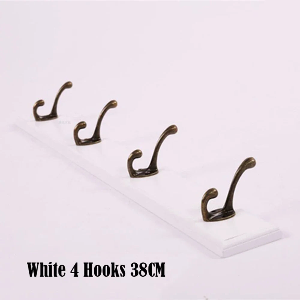 Solid Wood Wall Mounted Coat Rack with Hooks for Jackets and Hats White - 4 hooks NaLani